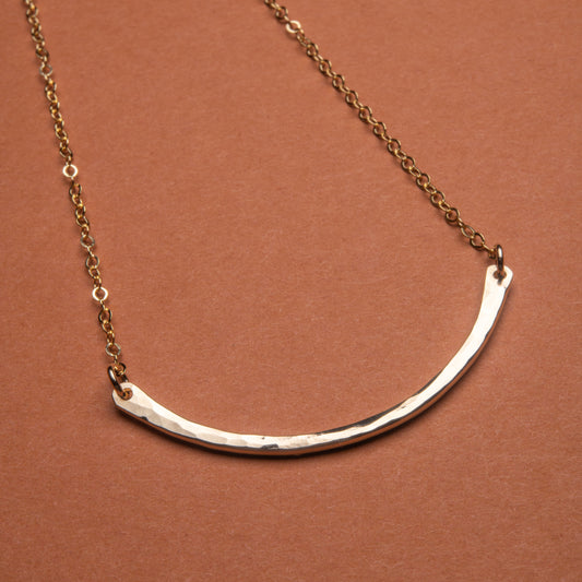 Hammered Crescent Bar Necklace