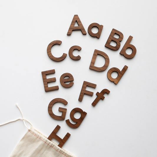 Movable Alphabet Set - Walnut Upper and Lowercase