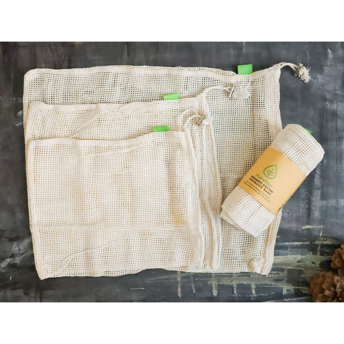Organic Cotton Produce Bags - Set of 3